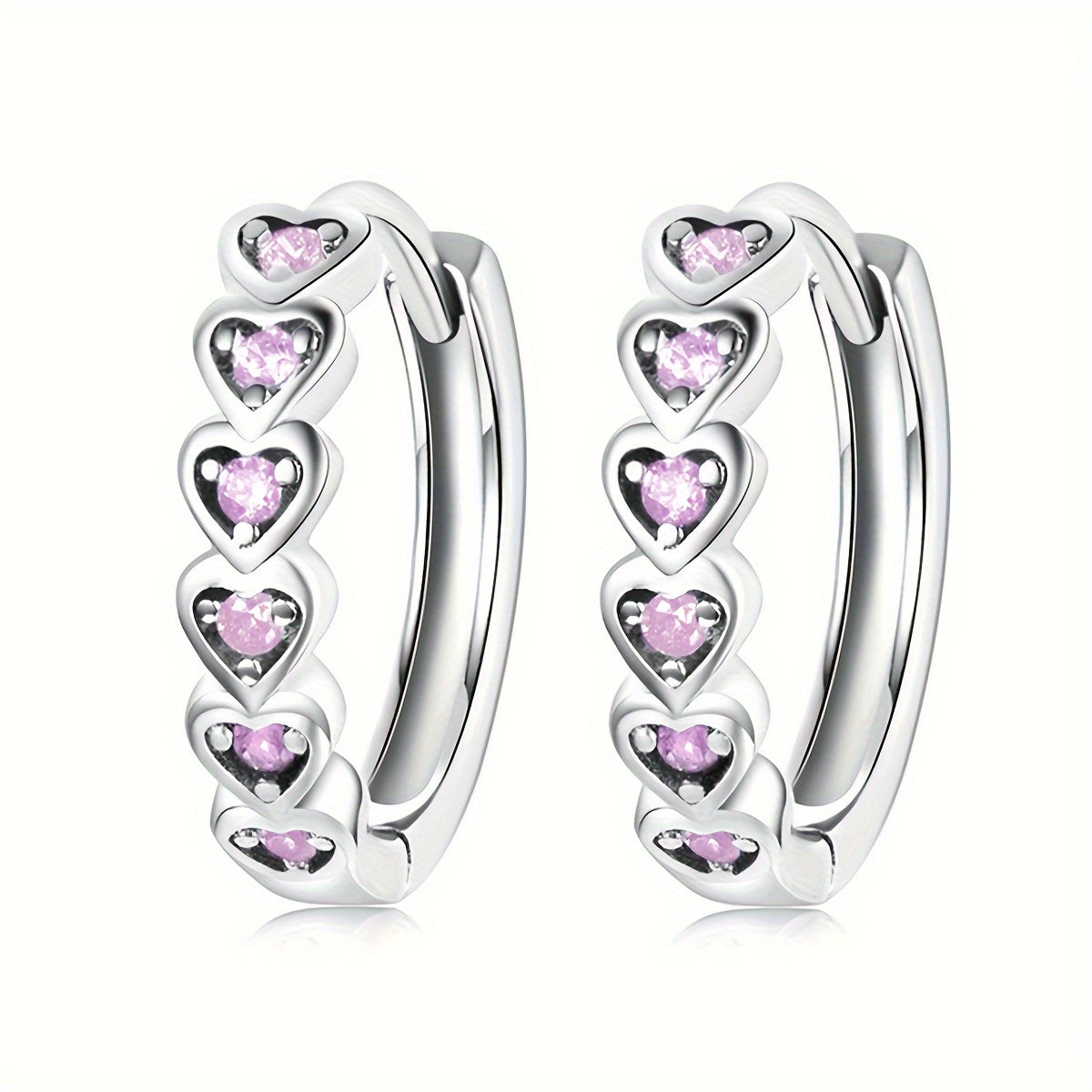 1 pair of elegant heart-shaped loop earrings with blue synthetic sapphire - Nickel-free copper, perfect for casual wear and parties, women's Valentine's Day gifts, party accessories | Elegant Earrings | Copper Earrings