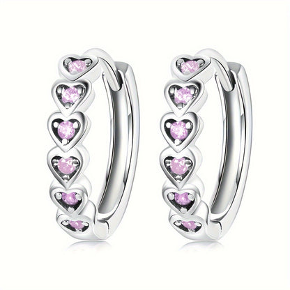 1 pair of elegant heart-shaped loop earrings with blue synthetic sapphire - Nickel-free copper, perfect for casual wear and parties, women's Valentine's Day gifts, party accessories | Elegant Earrings | Copper Earrings