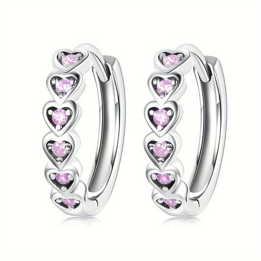 1 pair of elegant heart-shaped loop earrings with blue synthetic sapphire - Nickel-free copper, perfect for casual wear and parties, women's Valentine's Day gifts, party accessories | Elegant Earrings | Copper Earrings