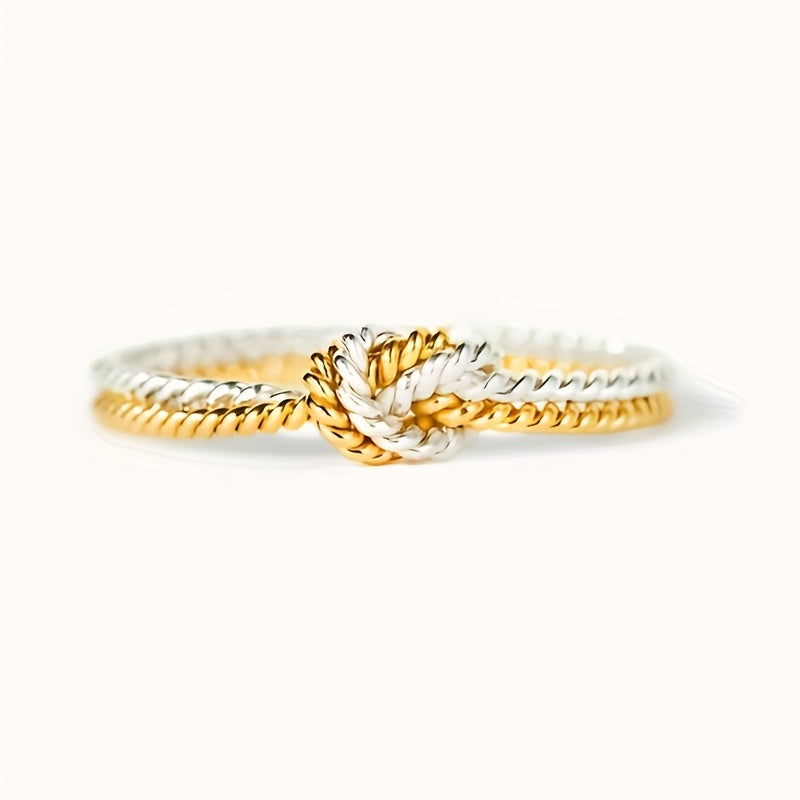 Simple knot design two-tone ring for Women's engagement party wedding ring anniversary decoration