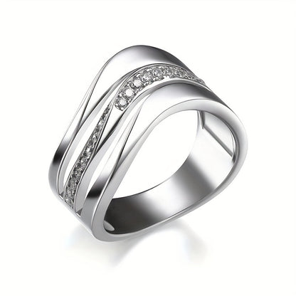 Ladies Bride Engagement Wedding Jewelry Silver Plated Band Ring