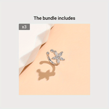 1pc elegant 14K gold copper-plated earmuff with shiny faux cubic zircon, simple floral design, women's minimalist style jewelry, suitable for daily wear and parties, Valentine's Day gifts