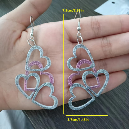 Hollow design pendant earrings cute elegant style acrylic jewelry cute Valentine's Day gift for lovers