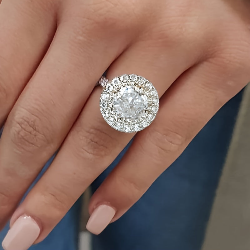 Elegant Ladies Engagement Ring - Classic Sparkle Cubic Zirconia for Wedding and Anniversary Gifts