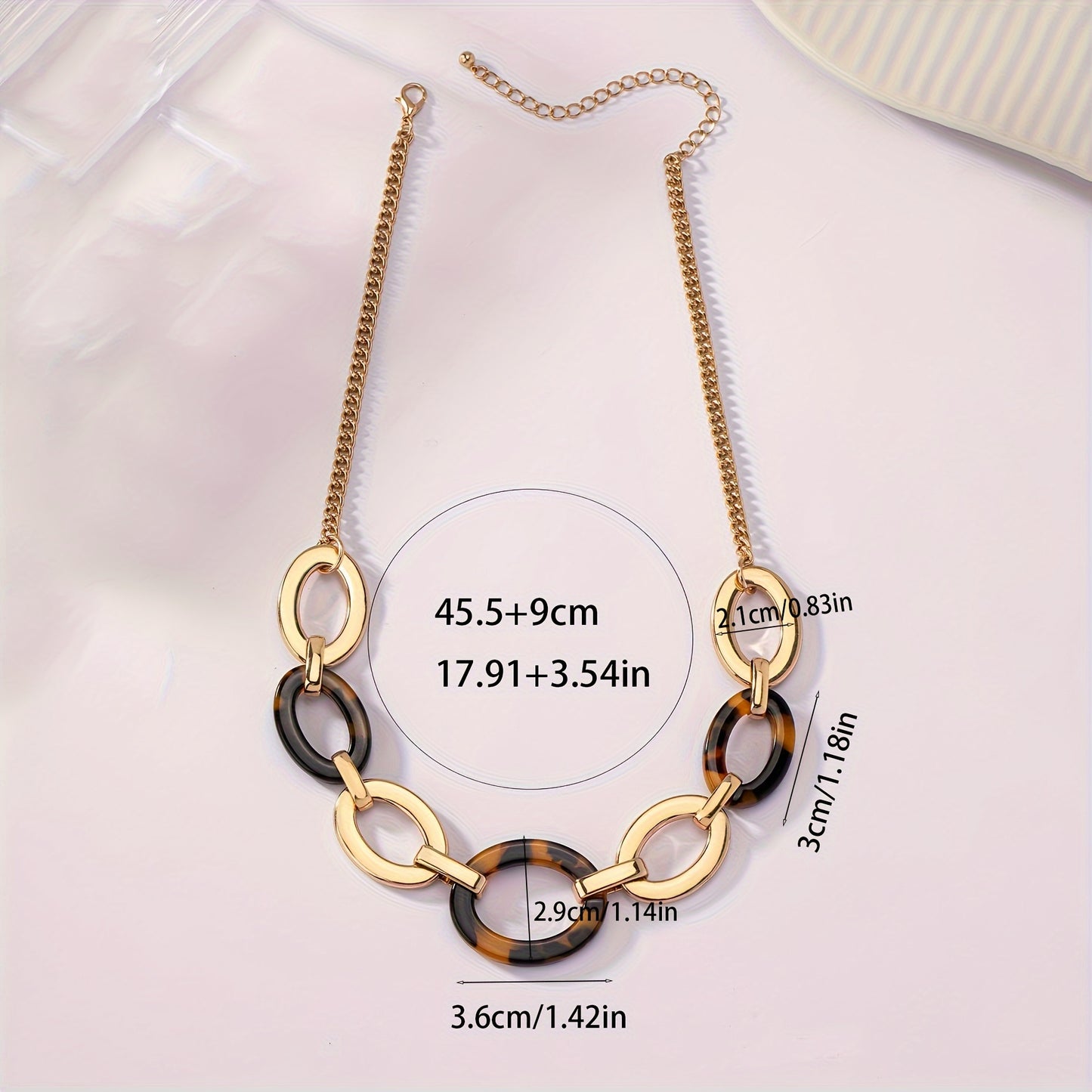 Elegant Vintage Bohemian Leopard Geometric Oval Necklace - Zinc Alloy for Casual Dress and Gifts