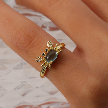 1 elegant adjustable mini crab ring, suitable for women, cute copper jewelry, suitable for daily and party occasions, ideal gift for friends