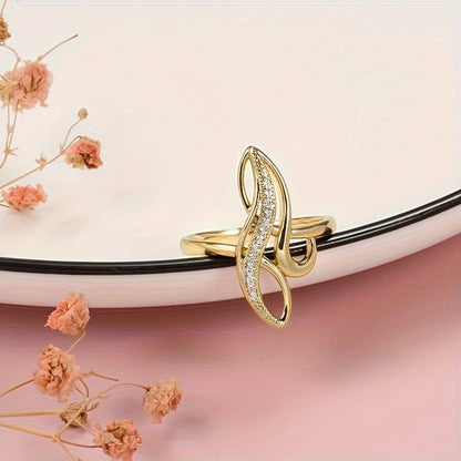 Elegant Ring 18k Gold Plated Paved Shining Zirconia Symbol Of Infinity & Beauty Match Daily Outfits Party Accessory Gift For Your Love