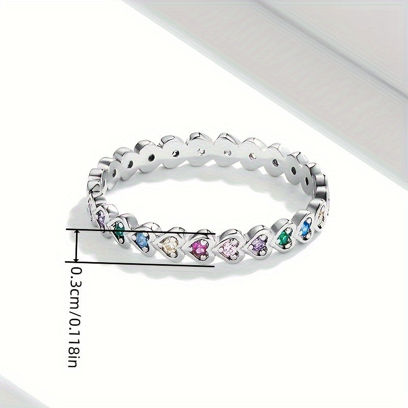 A silver-plated eternity ring with a lovely heart-shaped design set with sparkling gems is gorgeous and charming, making it the perfect gift choice.