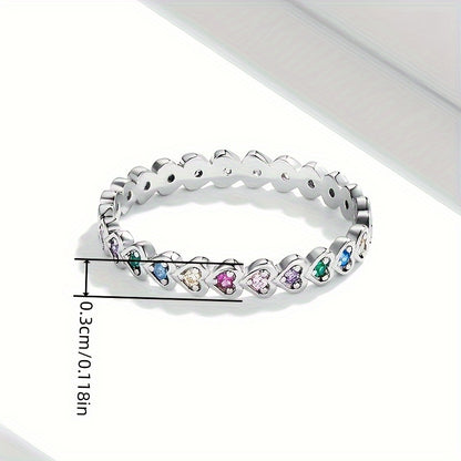 A silver-plated eternity ring with a lovely heart-shaped design set with sparkling gems is gorgeous and charming, making it the perfect gift choice.