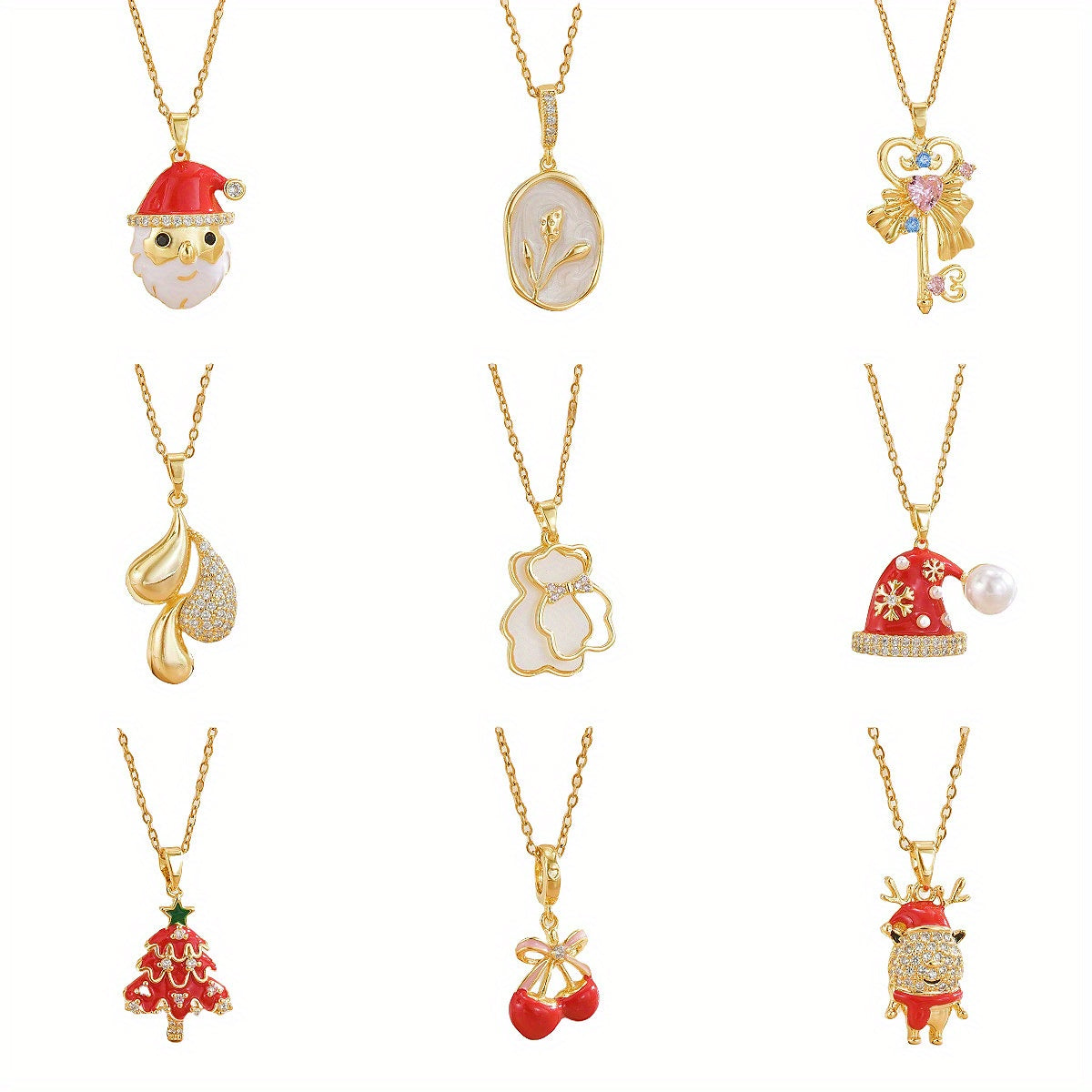 Necklace female European and American new 2024 Santa Claus flower cute animal love pendant niche fashion jewelry