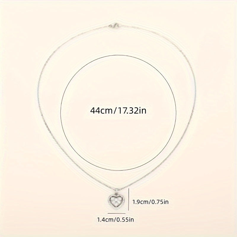 Romantic Bridal Wedding Collarbone Necklace, Silver Plated Heart Pendant Necklace, Ladies Anniversary Gift