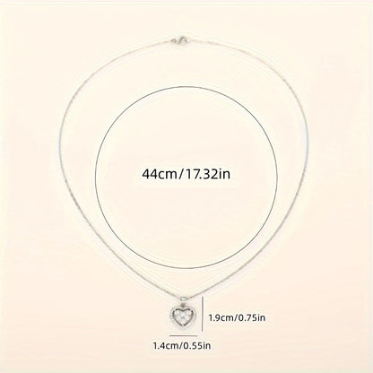 Romantic Bridal Wedding Collarbone Necklace, Silver Plated Heart Pendant Necklace, Ladies Anniversary Gift