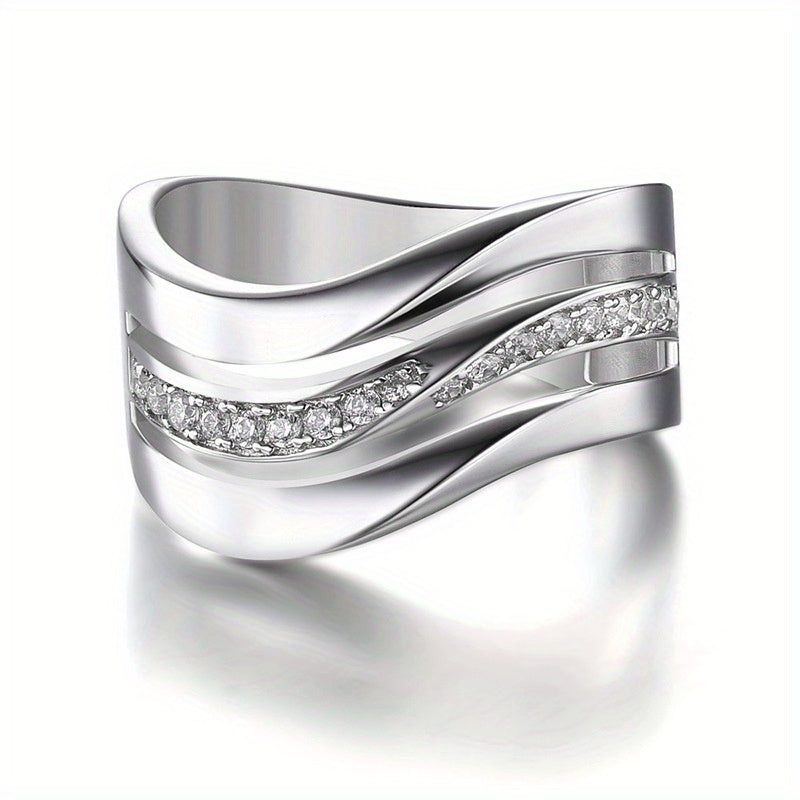 Ladies Bride Engagement Wedding Jewelry Silver Plated Band Ring