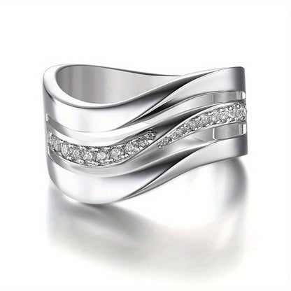 Ladies Bride Engagement Wedding Jewelry Silver Plated Band Ring