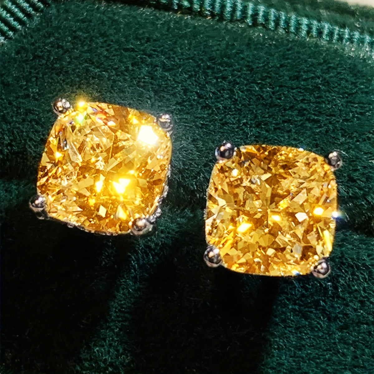 1 pair of elegant square cubic Zirconia stud earrings, copper plating without nickel, artificial April stone, suitable for daily wear and parties, four seasons jewelry.