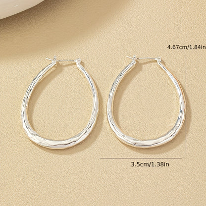 Silver Large U Geometric Loop Earrings Silver Plated Jewelry Banquet Party Holiday Decoration Ladies 1 Pair