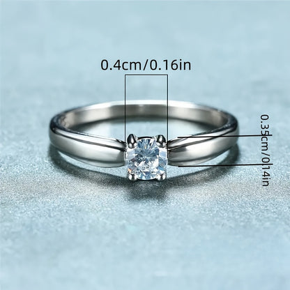 Simple classic four-claw round Zirconia ring, Women's engagement wedding party jewelry, proposal jewelry, the perfect gift for your loved one