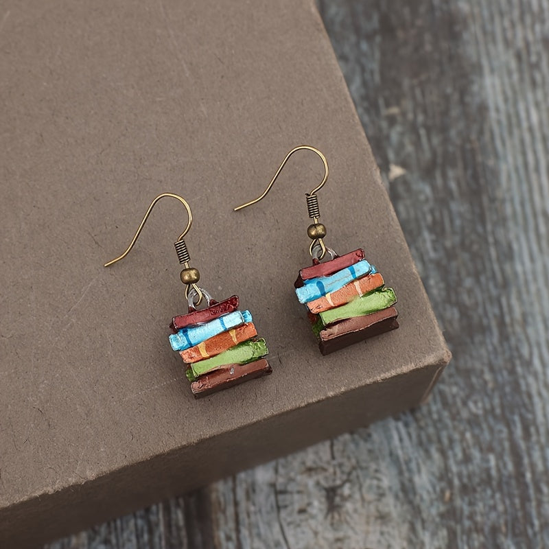 Bohemian Colored Book Pendant Earrings - Alloy, Iron Stud Earrings for Daily and Sports Wear