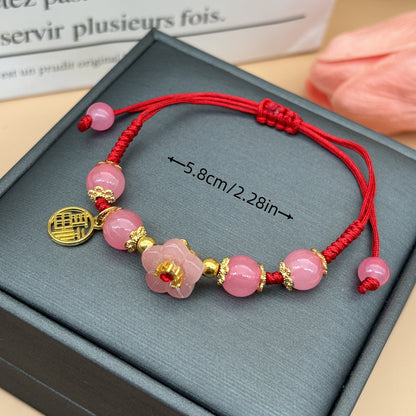1-piece woven red rope Ruyi bracelet Women's Dragon Boat Festival phoenix flower bracelet small fresh begonia flower holiday gift for girlfriend