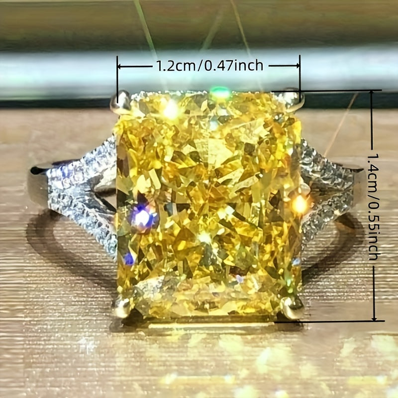 Fashion Ladies Ring with 4-Claw Set with Yellow Jewel Ring for Ladies Engagement, Wedding and Anniversary Gifts