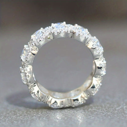 Luxury Promise Ring, Silver Plated with Sparkling Zirconia, Engagement Wedding Jewelry, Perfect for Bridal Dinner Cocktail Party Decor