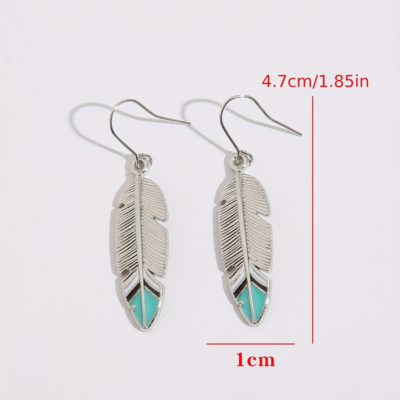 Antique Feather Leaf Design Pendant Earrings, Vintage Bohemian Zinc Jewelry, Holiday Earrings