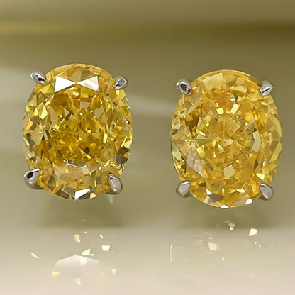 1 pair of simple oval design stud earrings, inlaid with cubic zirconia elegant luxury style women's daily party earrings