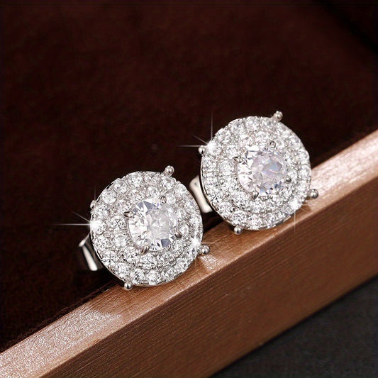 New Classic 925 Silver Plated Zirconia Earrings Women's Daily Casual Wedding Bridal Jewelry Gift