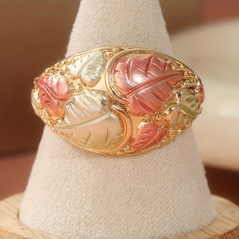 An antique bohemian 14K gold-plated copper ring with a unique design, handmade in three colors, suitable for daily wear and gift giving, unset, suitable for all seasons - Christmas Holiday Jewelry