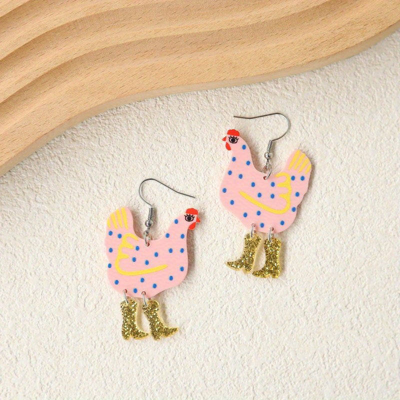 Funny cute chick heels acrylic earrings cartoon chick jewelry party accessories