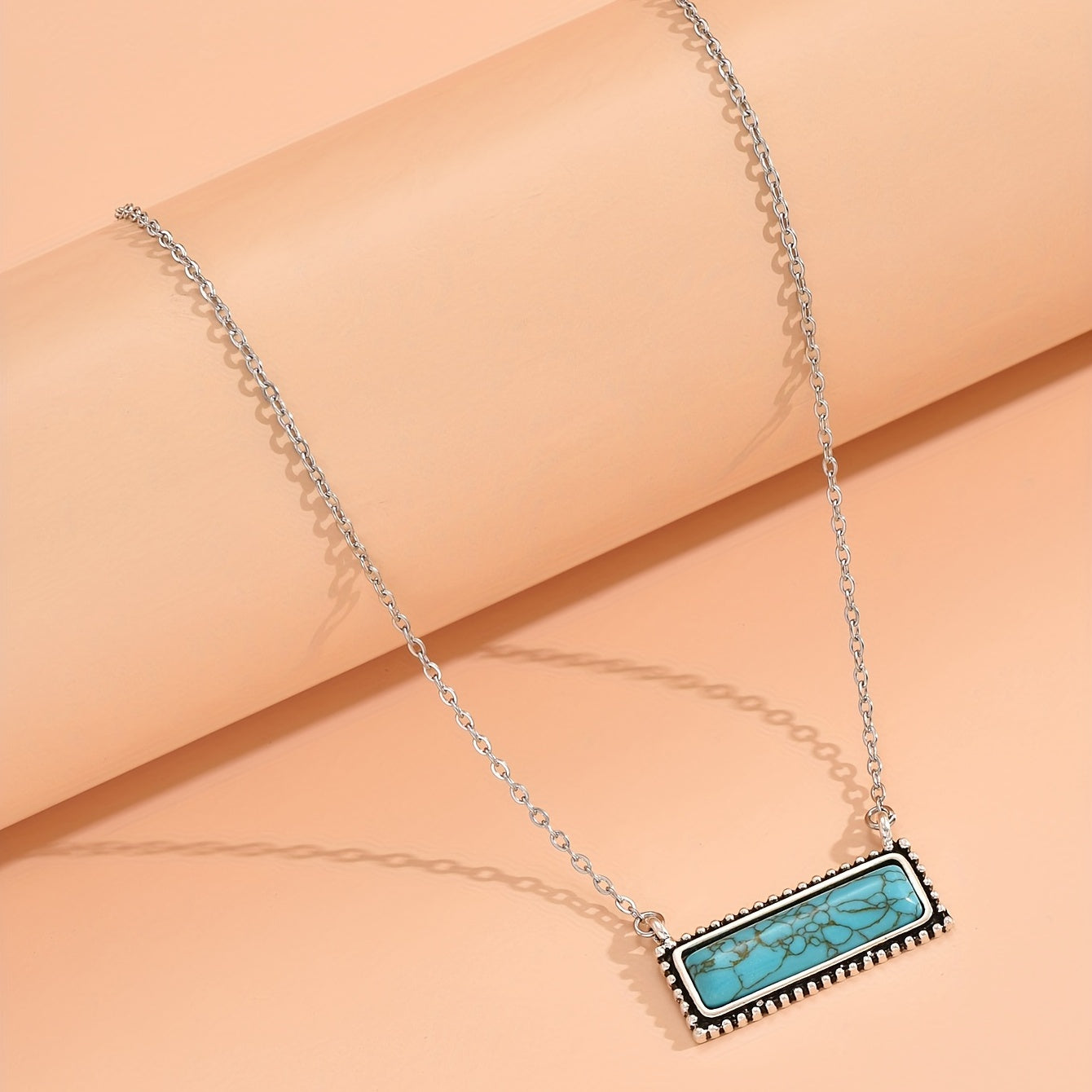 Bohemian West Denim Style Geometric Green Turquoise Necklace Ladies Gift