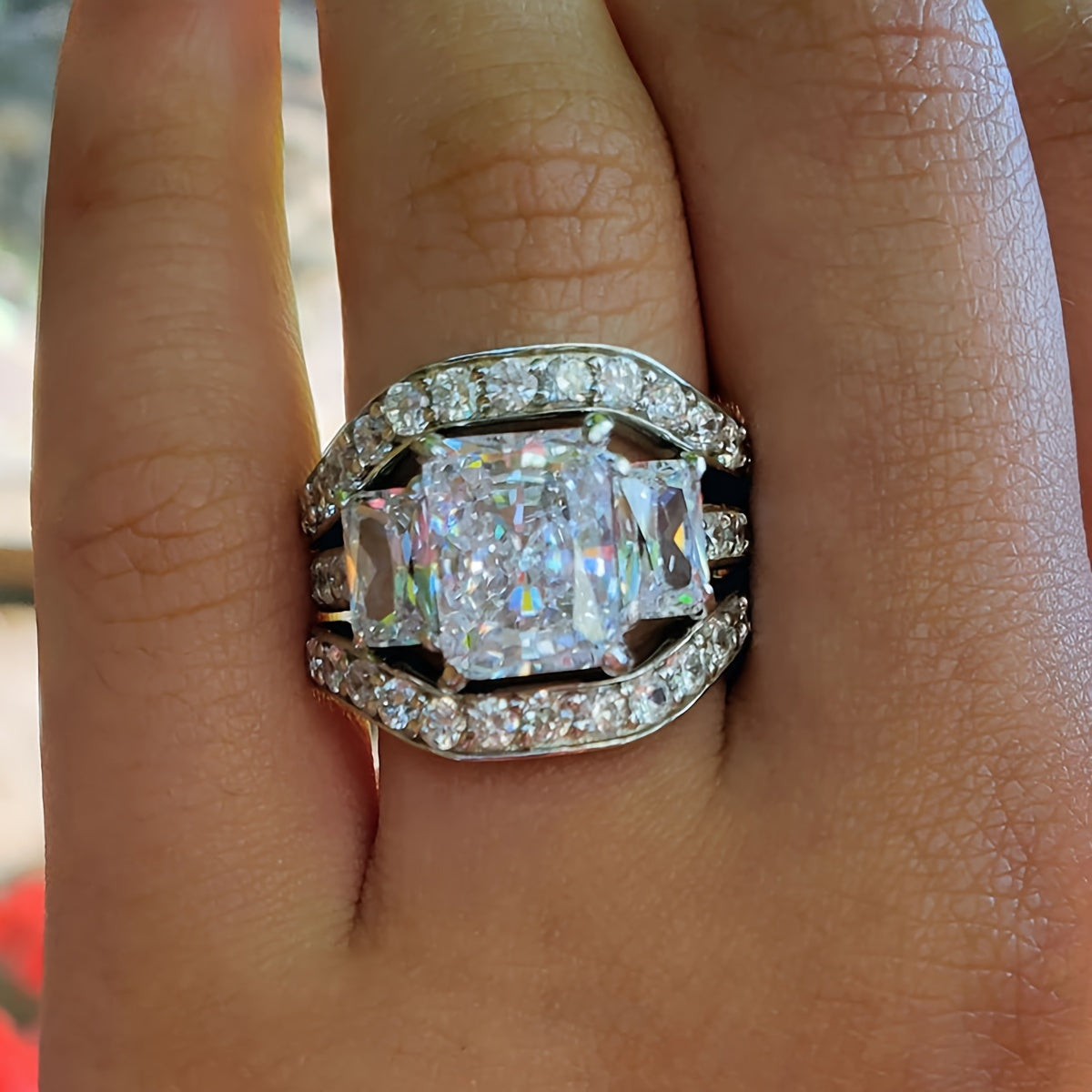 Bohemian Luxury Bridal Ring Set, 3 Stylish Zirconia Engagement Wedding Band, Unplated, Copper, Perfect for Parties and Wedding Occasions - A Gift for Her