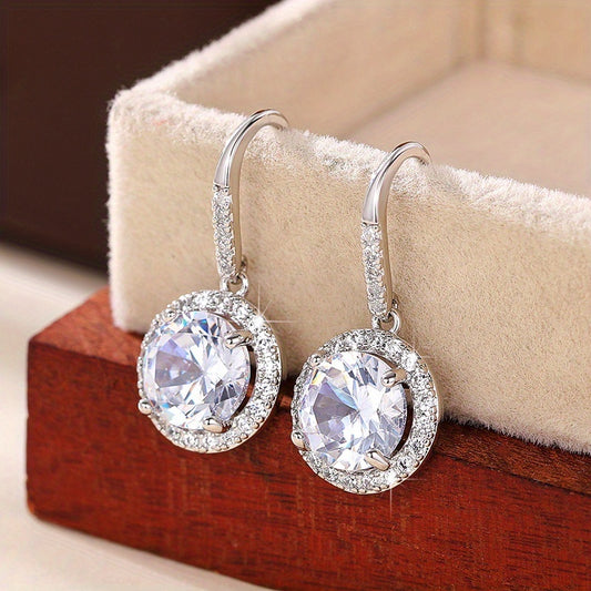 New exquisite 925 silver-plated hanging earrings Women's engagement party jewelry daily casual accessories Women's gifts