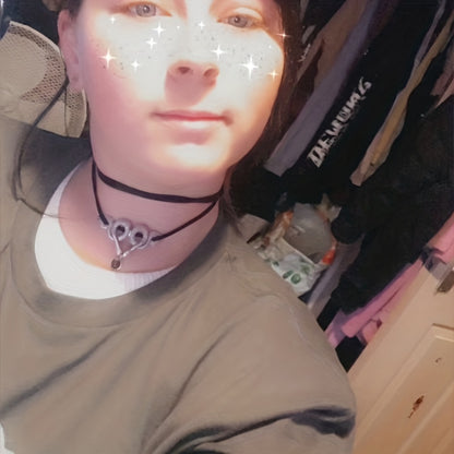 Double Snake Moonstone Necklace Short Velvet with Clavicle Chain