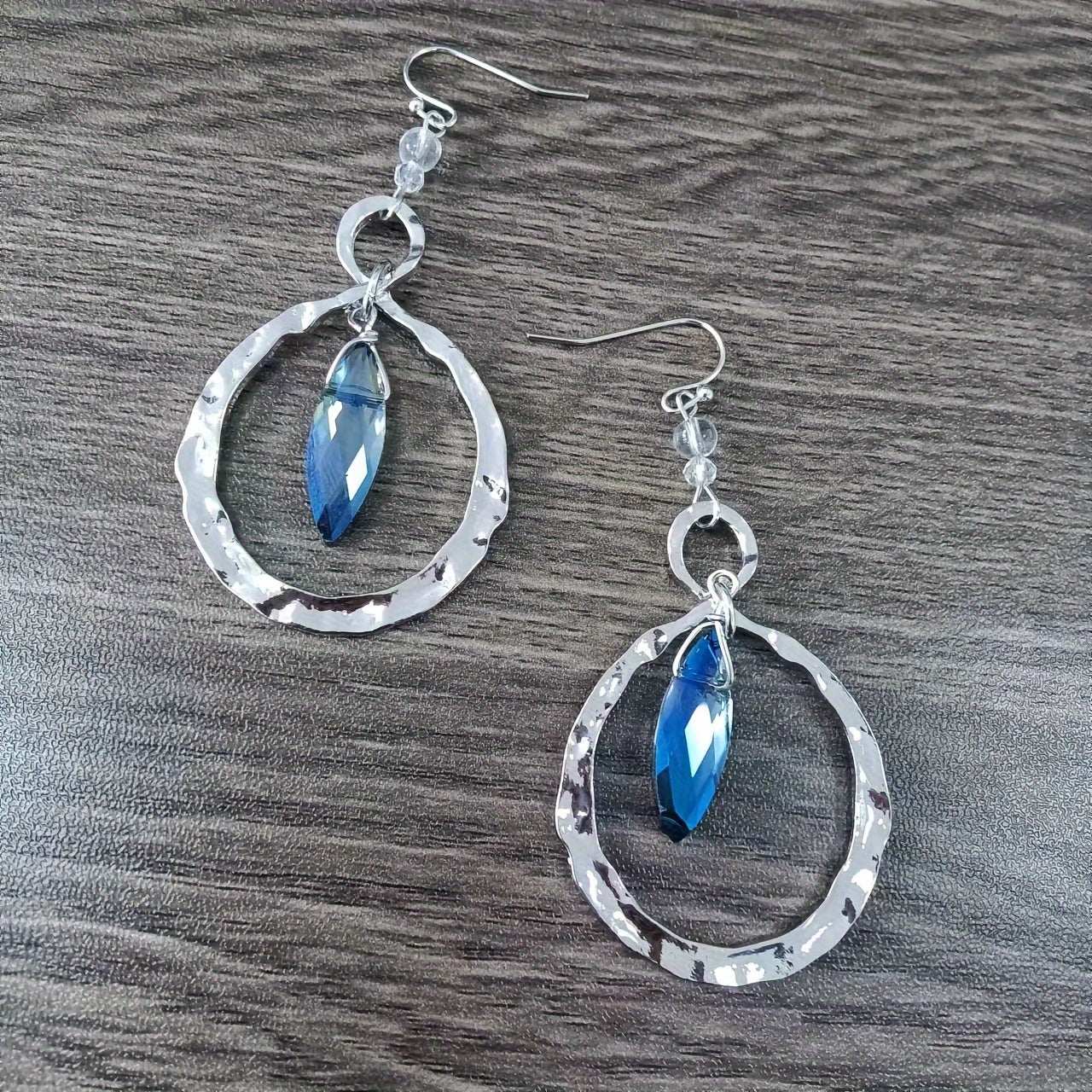 Bohemian Hammer Alloy Earrings with Moonstone, Vintage Wrap Design, Rustic Ethnic Drop Earrings for Ladies