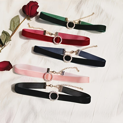 Vintage Luxury Simple Velvet Faux Pearl Round Short Necklace Jewelry Gifts