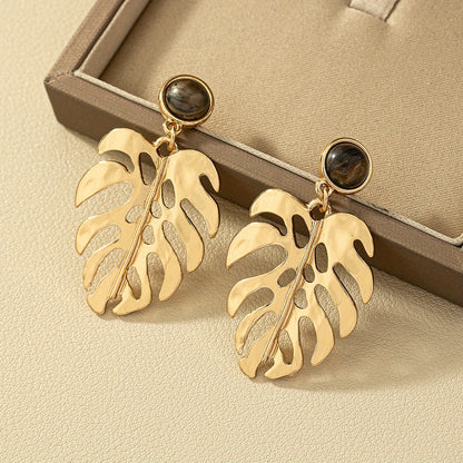 Vintage Bohemian Simple Leaf Stud Earrings Women's Earrings