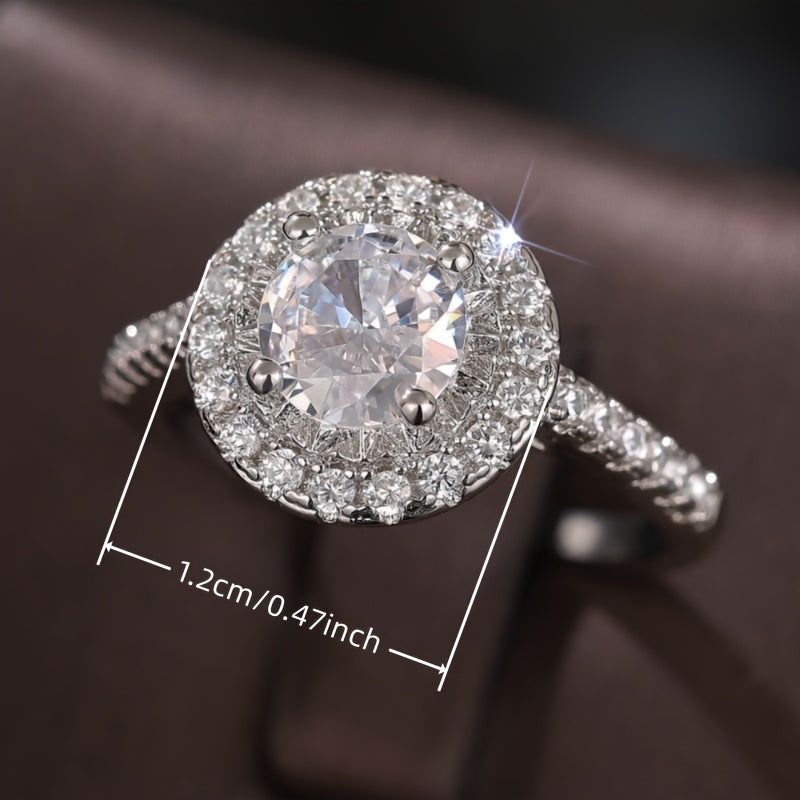 Elegant Ladies Engagement Ring - Classic Sparkle Cubic Zirconia for Wedding and Anniversary Gifts
