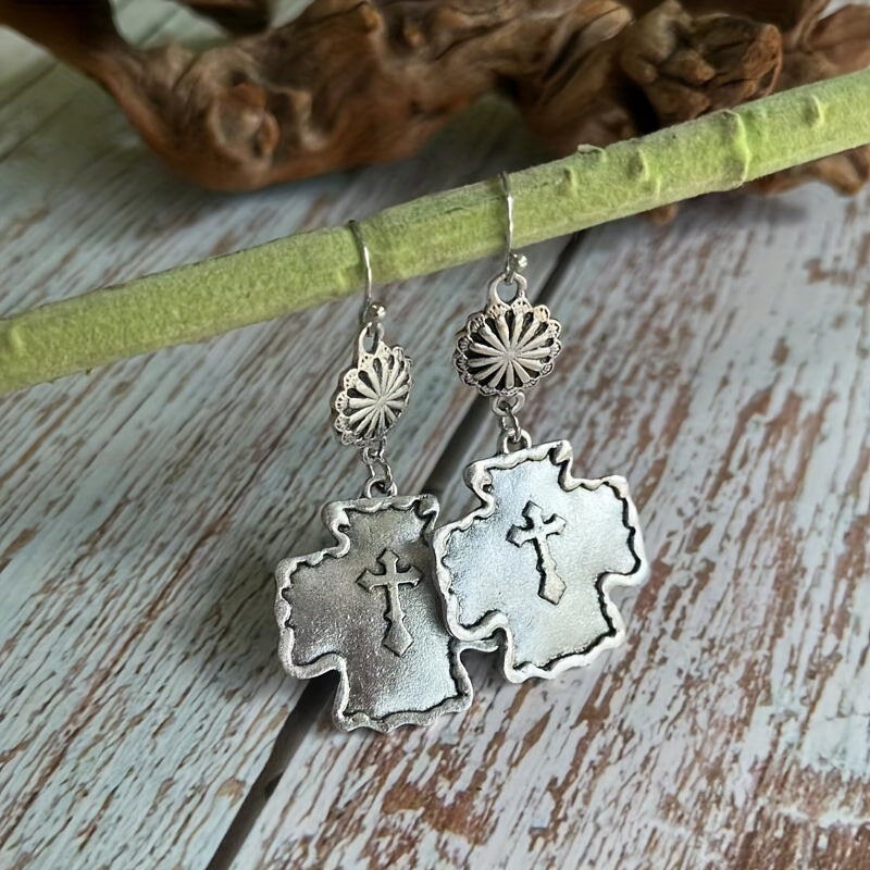New retro western cross alloy earrings