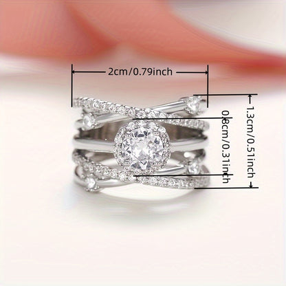925 silver-plated multi-layer micro-inlaid Zirconia ring, Women's engagement party ring jewelry