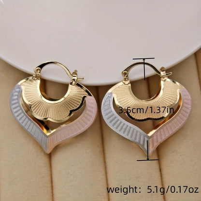 Vintage bohemian heart-shaped ring earrings, 14K gold-plated copper, perfect for women's luxury jewelry, perfect as a wedding anniversary gift