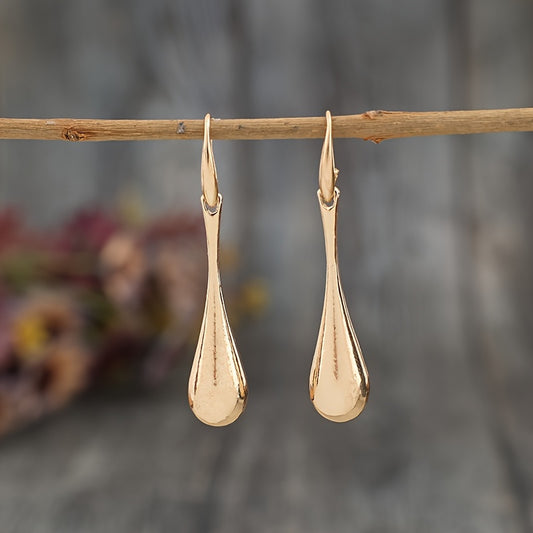 Elegant gold water drop pendant earrings, retro minimalist style, fashionable women's pendant earrings.