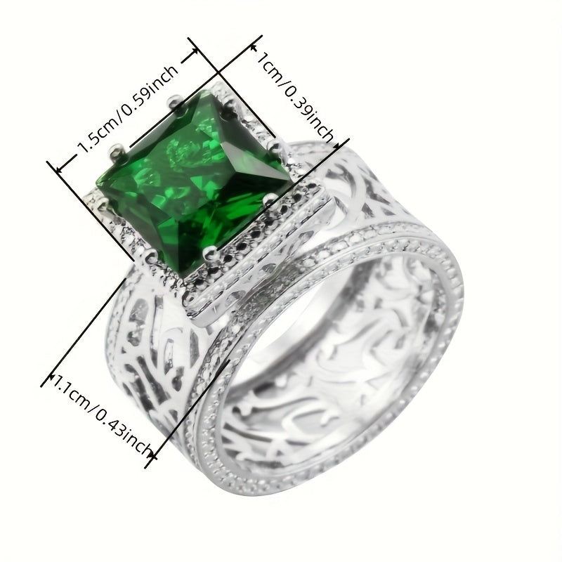 Luxury vintage style anniversary ring with square cubic Zirconia - perfect for parties and everyday elegance