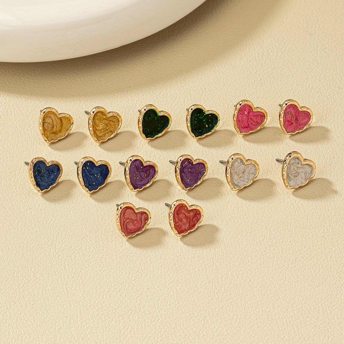 Valentine's Day simple love stud earrings 14K gold-plated jewelry Women's gift 1 pair