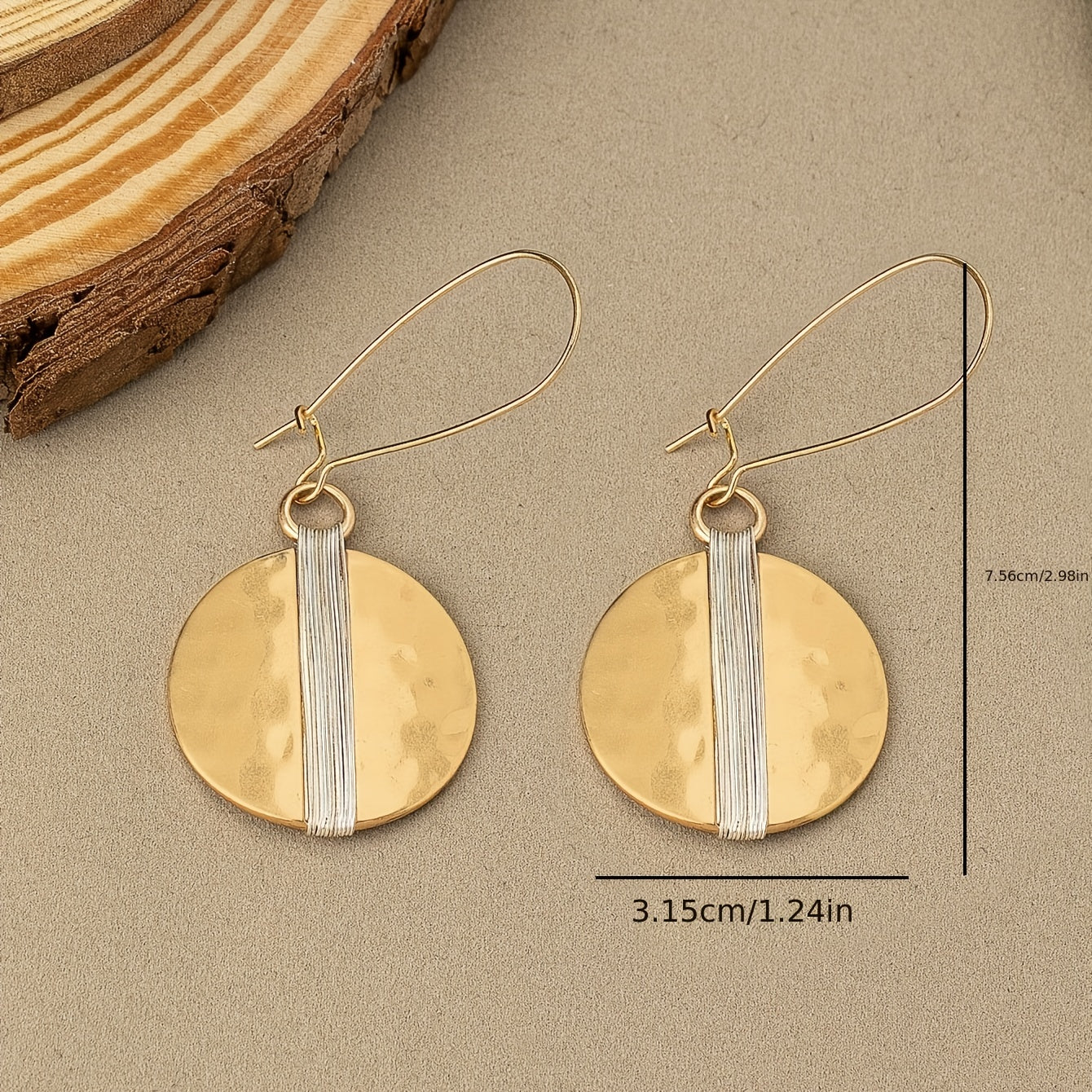 Handmade retro oblong wire-wound earrings, wrapped round pendant earrings