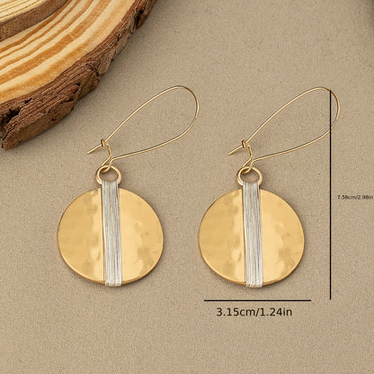 Handmade retro oblong wire-wound earrings, wrapped round pendant earrings