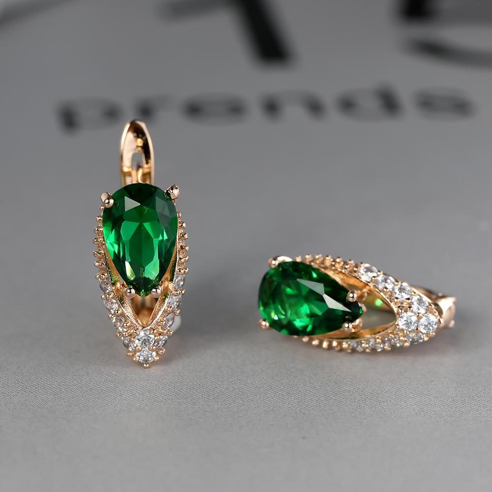 Geometric teardrop Zirconia earrings cut aqua green gemstone earrings fashion Women's earrings