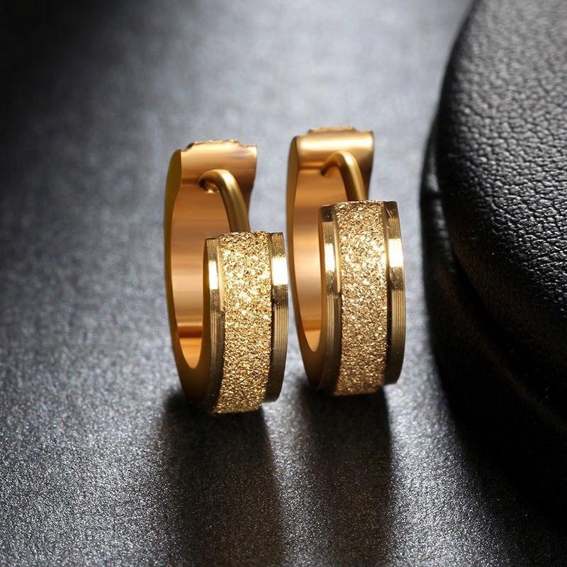 316L Stainless Steel Fashion Ladies Matte Gold Ring Earrings for Parties and Gifts