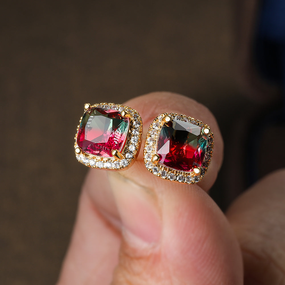 Elegant blue and purple rainbow stone earrings, ladies copper set with crystal - perfect for weddings, parties, anniversaries or gifts, fine, jewelry