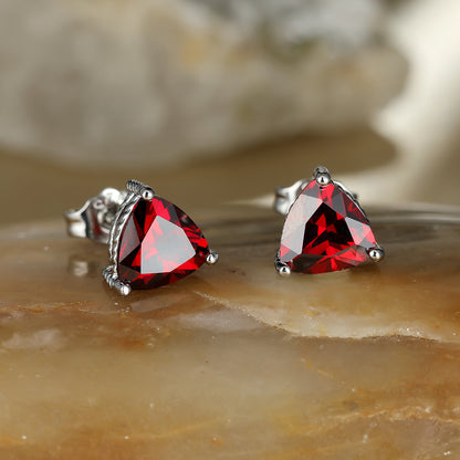 Triangle Cut zirconia Stud Earrings 3 Prongs 18K Gold Plated Copper Ear Jewelry Decorations